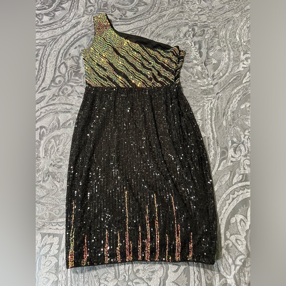 Black & Gold Shein Midi Formal Dress